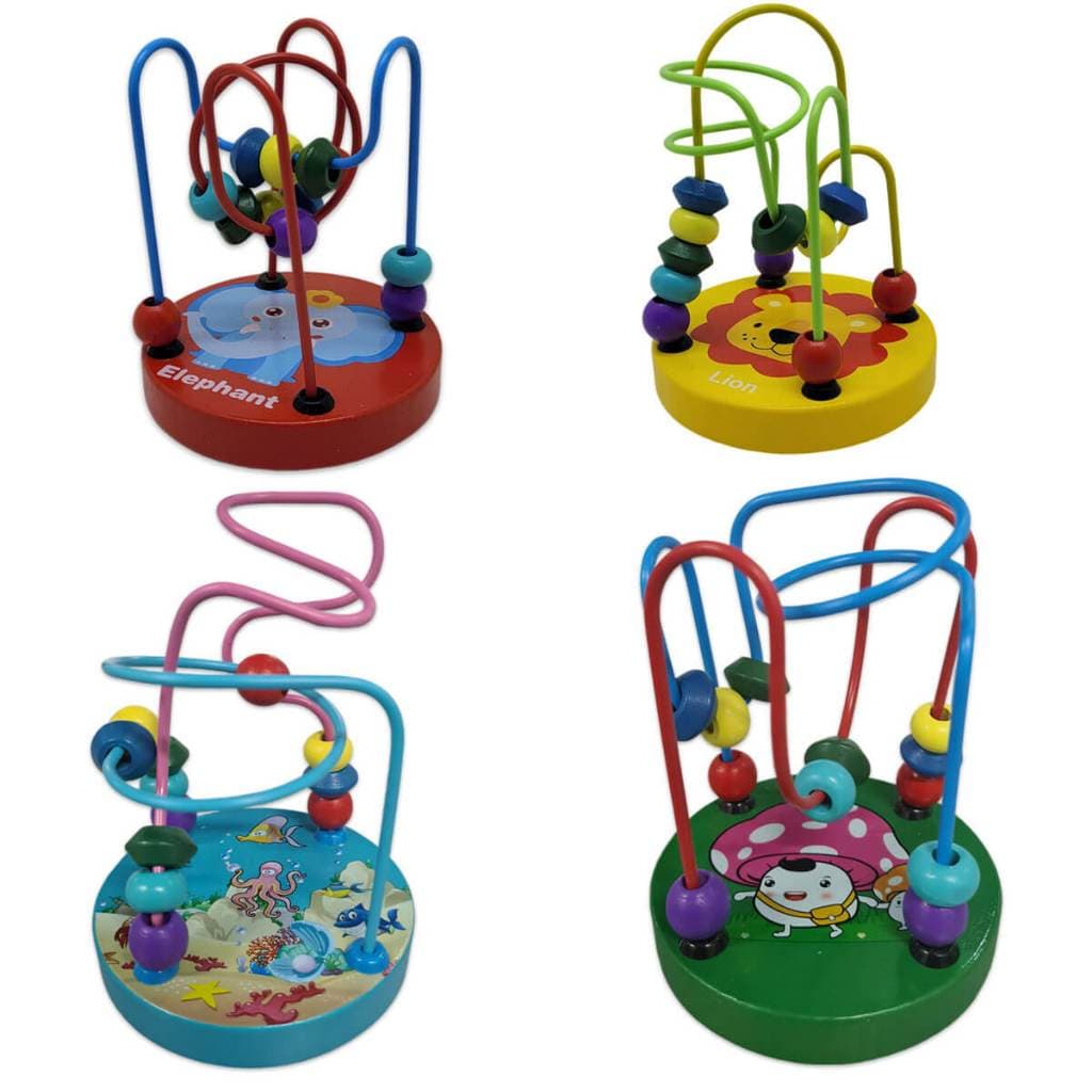 Brinquedo Infantil Aramado Montessori Madeira Educativa Mini labirinto Divertido - Azul, verde, amarelo, vermelho