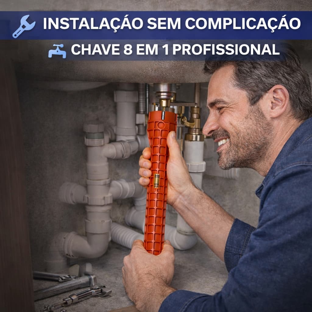 Chave Multifuncional 8 em 1 Multiuso Modus Para Apertar Cano Pia Troca Filtro Torneira