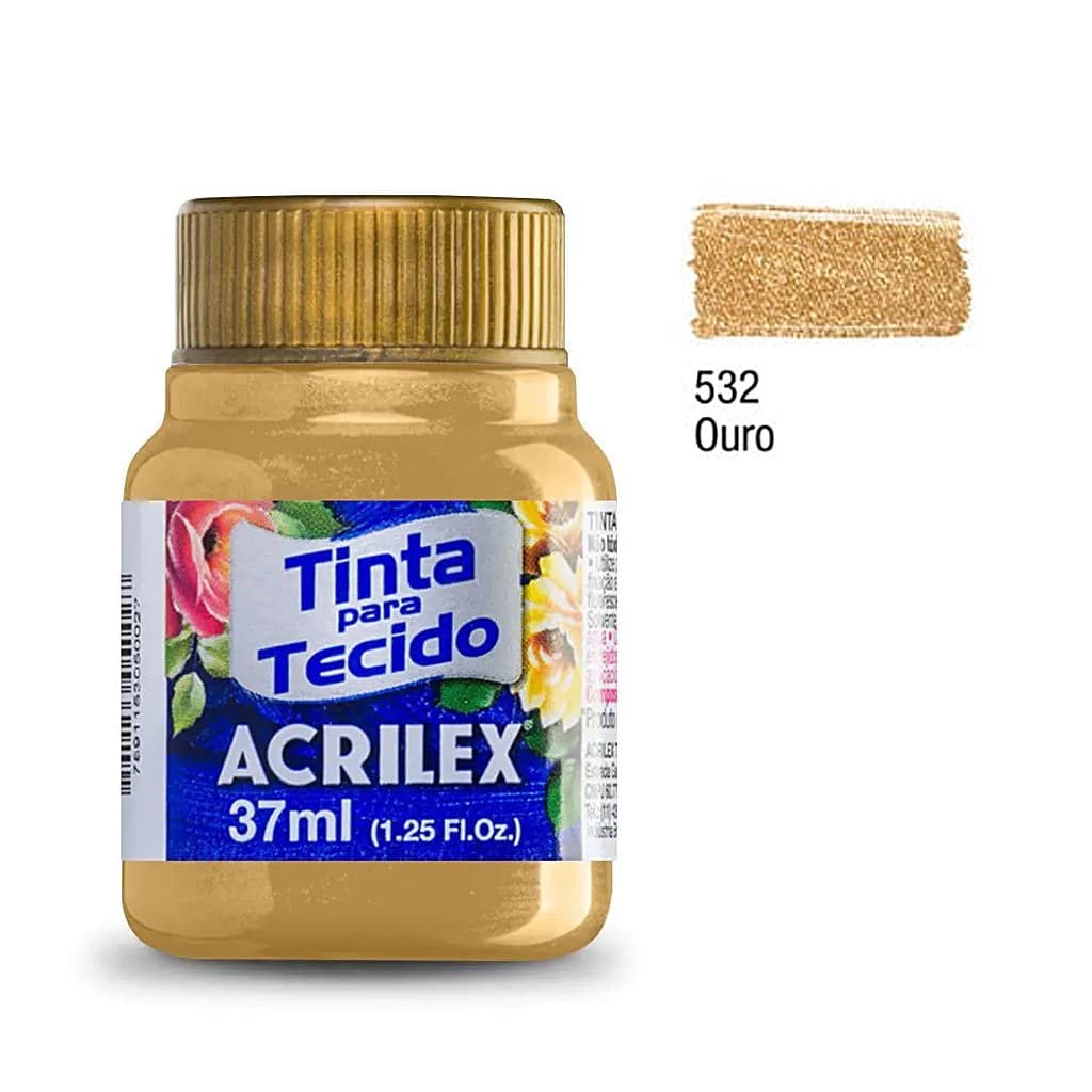 Tinta para Tecido Metálico 37 ml 532 Ouro, ACRILEX
