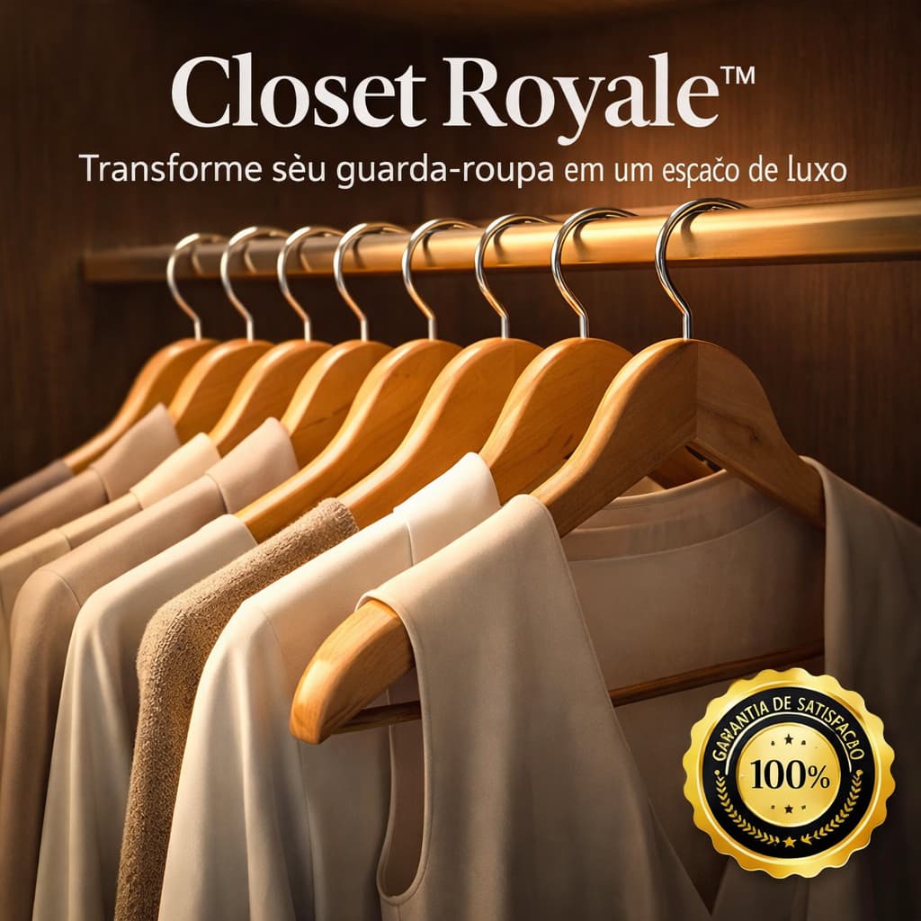 Kit 3 Cabides de Madeira Premium Closet Royale Antideslizante Resistente Organizador de Roupas Luxo