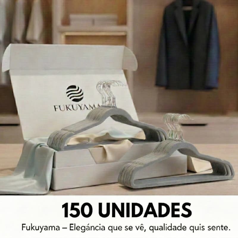 KIT 150 CABIDES AVELUDADO CINZA ADULTO FUKUYAMA Antideslizante Slim Com Gancho Giratório 360°