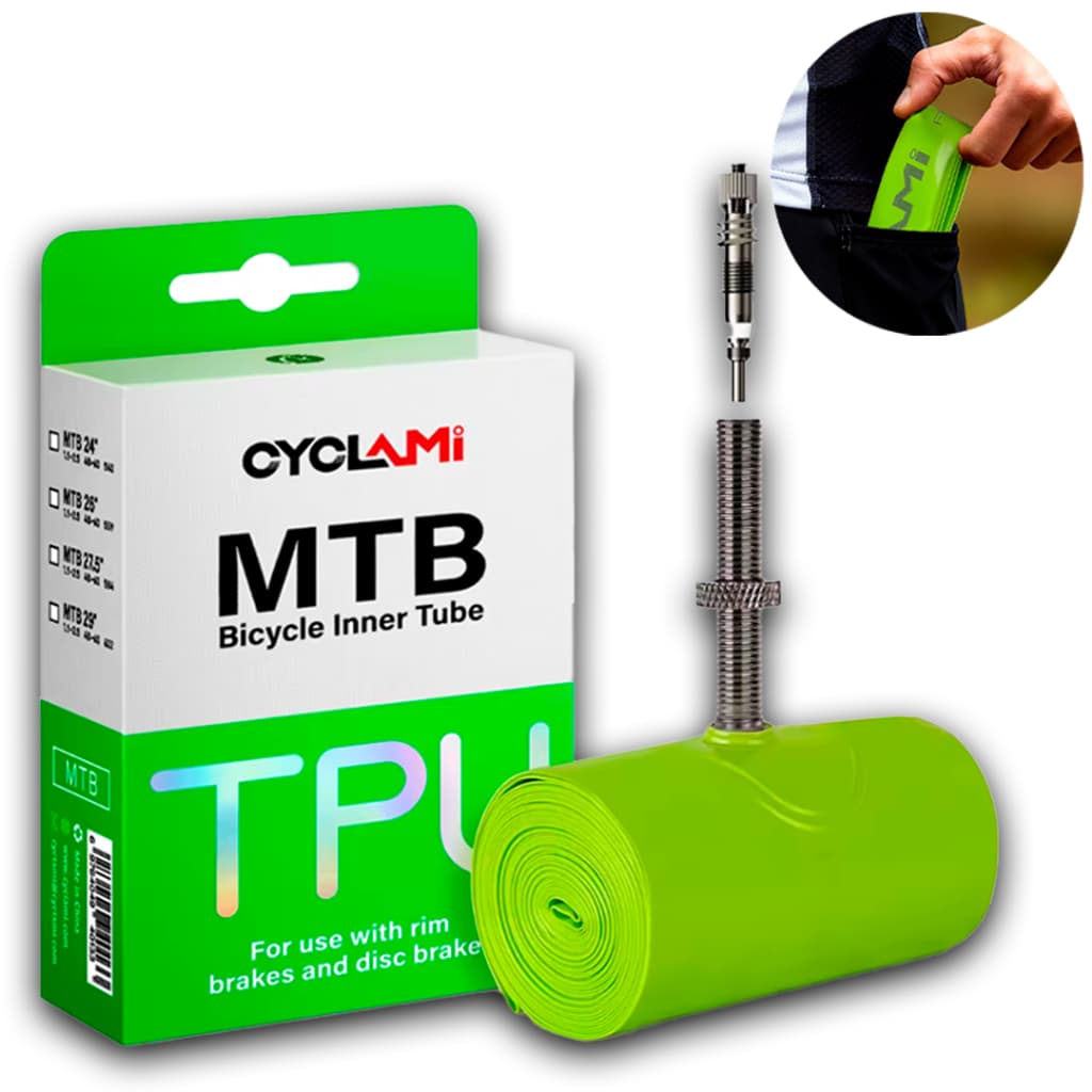 Câmara De Ar Tpu Mtb Mountain Bike Cyclami Ultra Leve e Resistente Válvula 45mm +2 Remendos