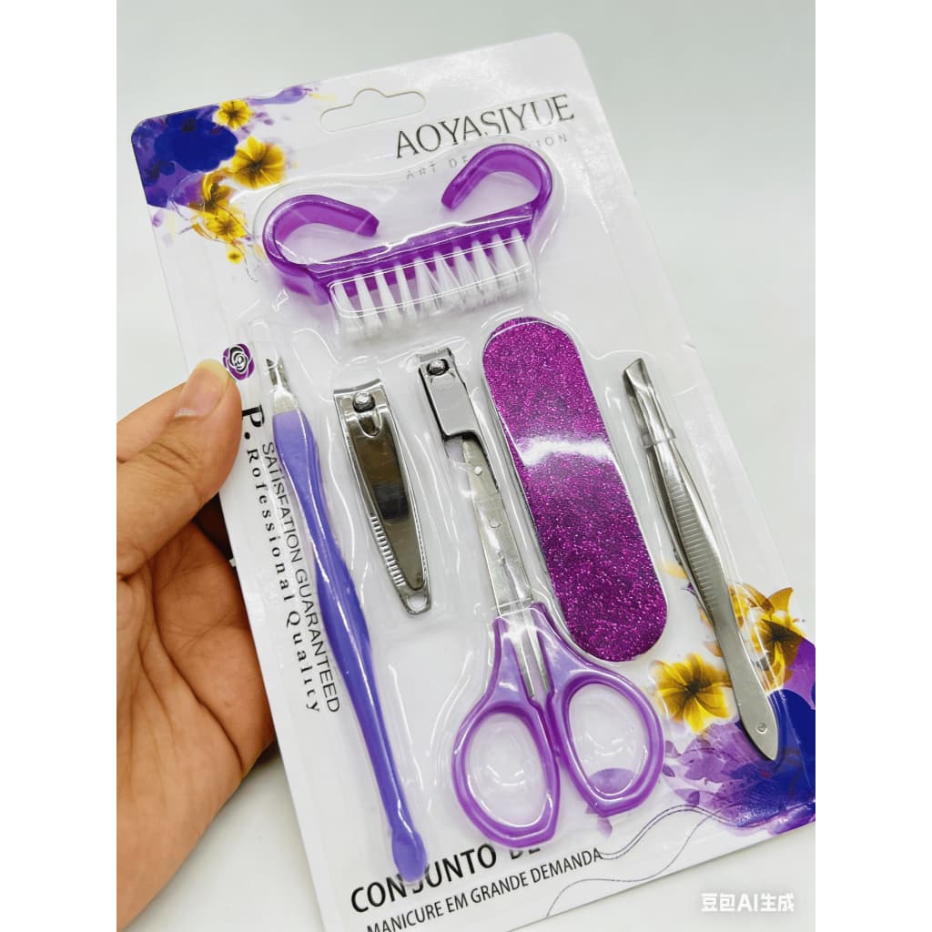 Kit Completo de Manicure e Pedicure 6 Peças Conjunto Profissional para Cuidados das Unhas e Pés