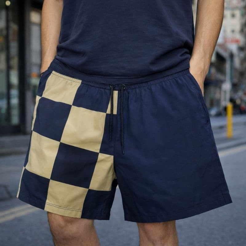 Shorts Tactel Masculino Estampado Xadrez Bermuda Elastano Streetwear Masculina Treino Praia
