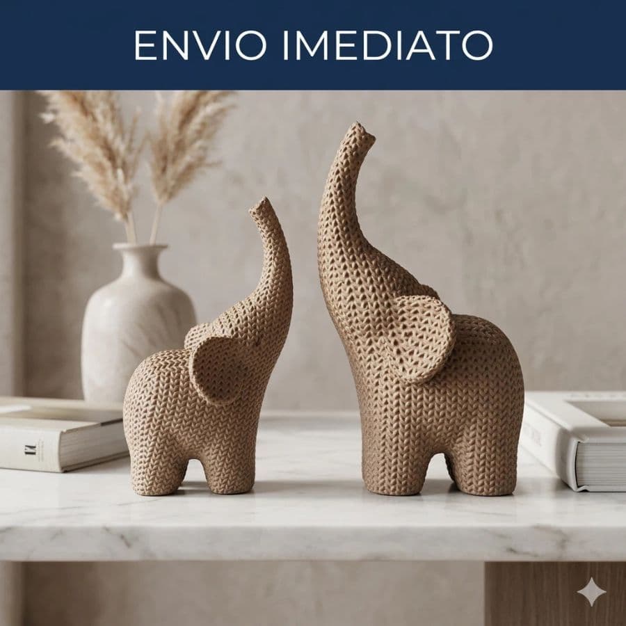 Elefante Decorativo Textura Crochê 3D – Decoração Elegante para Sala e Escritório