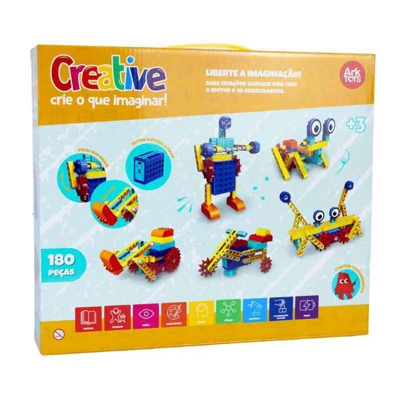 Brinquedo de Montar Eletrônico 180 Peças Motor Engrenagens Educativo Criativo +3 Anos