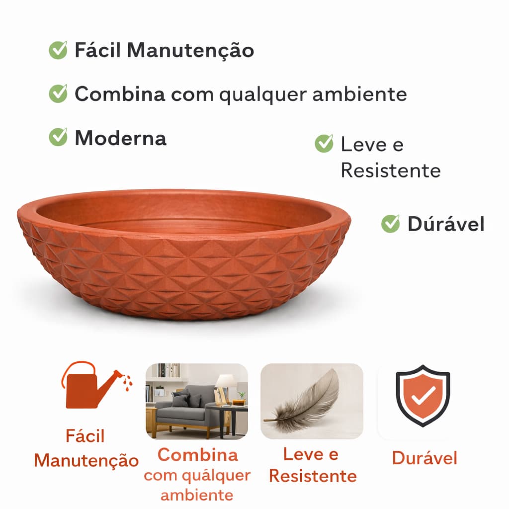 Kit 3 Vasos para Plantas Bacia P/M/G Berlian Gold em Polietileno (A95, A61, A62)