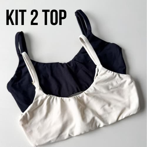 KIT 2 Top Academia Fitness Duplo P M G GG Alça Fina Com Regulador Suplex Poliamida Compressão