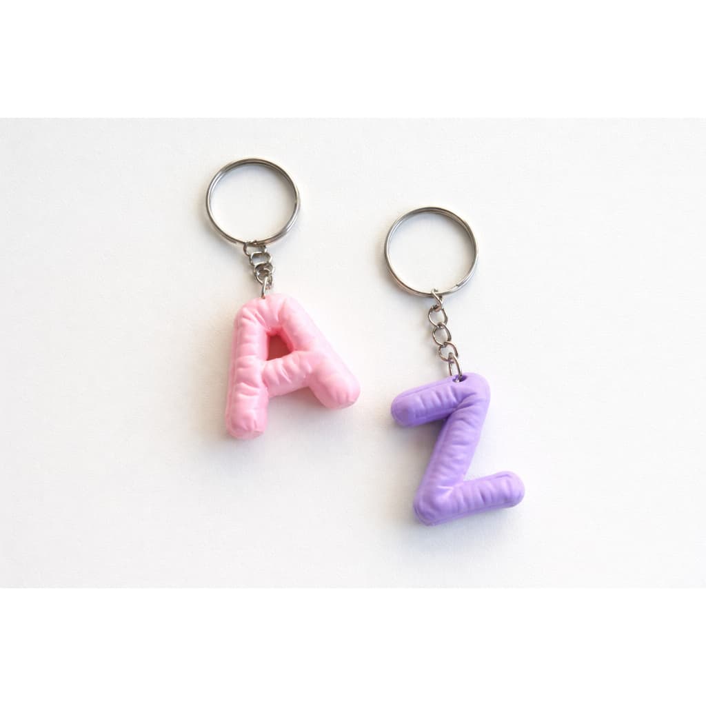 Chaveiro de Letra Personalizado Puffy - Alfabeto fofo, várias cores - Mochila, bolsa, estojo.