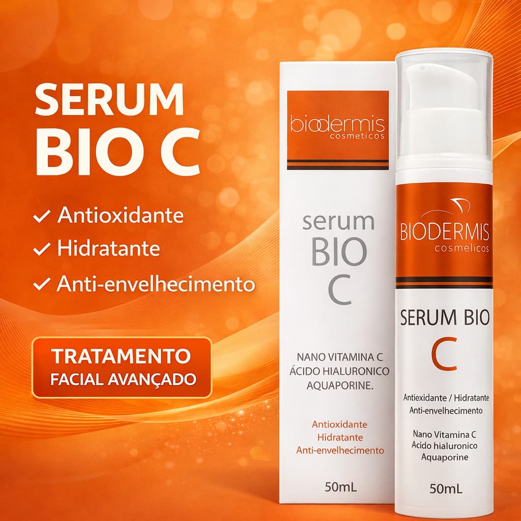 Serum Vitamina C facial para pele, Hidratante, com Acido Hialuronico Biodermis Bio C 20% 50ml