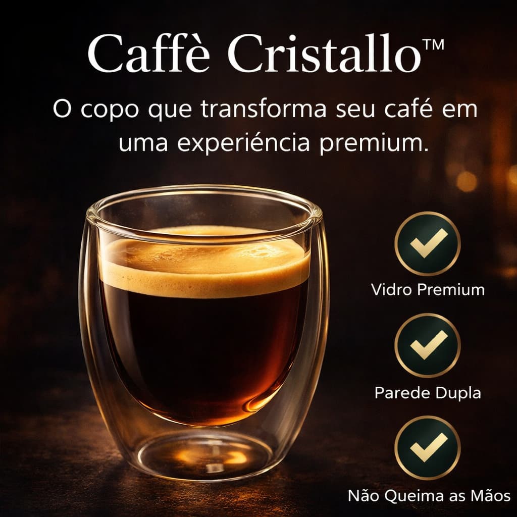 Conjunto 2 Copos Vidro Parede Dupla 80ml Caffè Cristallo.