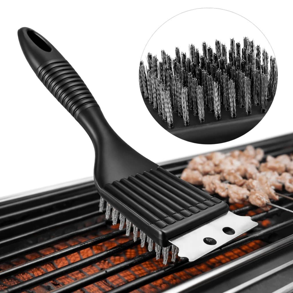 Escova Limpa Grelha Cerdas de Aço Original Limpa Grelha de Churrasqueira com Raspador