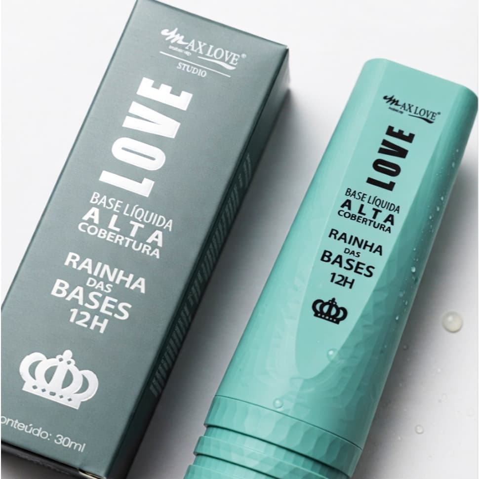 Base Líquida Max Love Rainha das Bases - Longa Duração 12h, Alta Cobertura e Efeito Natural
