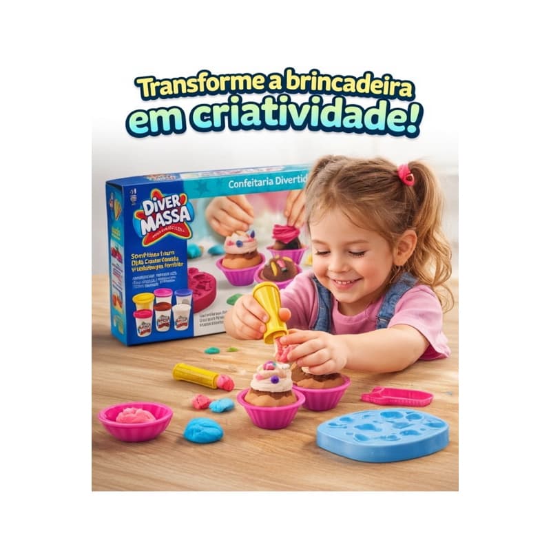 DIVER MASSA - CONFEITARIA DIVERTIDA - MASSA DE MODELAR C/ACESSORIOS
