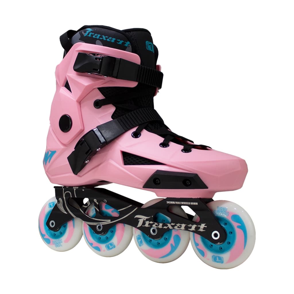 Patins Freestyle Revolt Rosa ABEC-9 Traxart Profissional Urban Inline Roller Iniciante Manobra