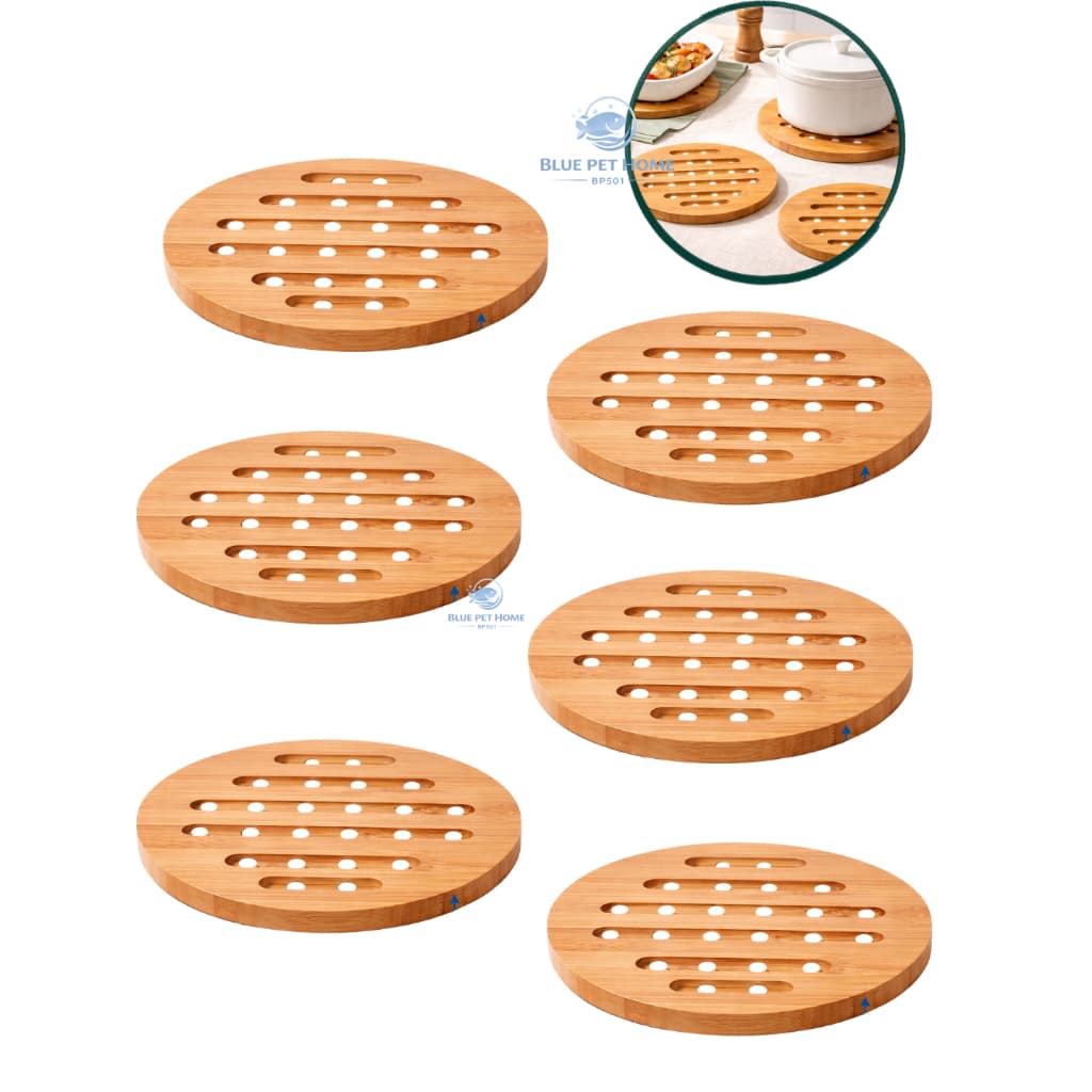 Kit 6 Descanso em Bambu 19 cm Redondo Ecológico Resistente