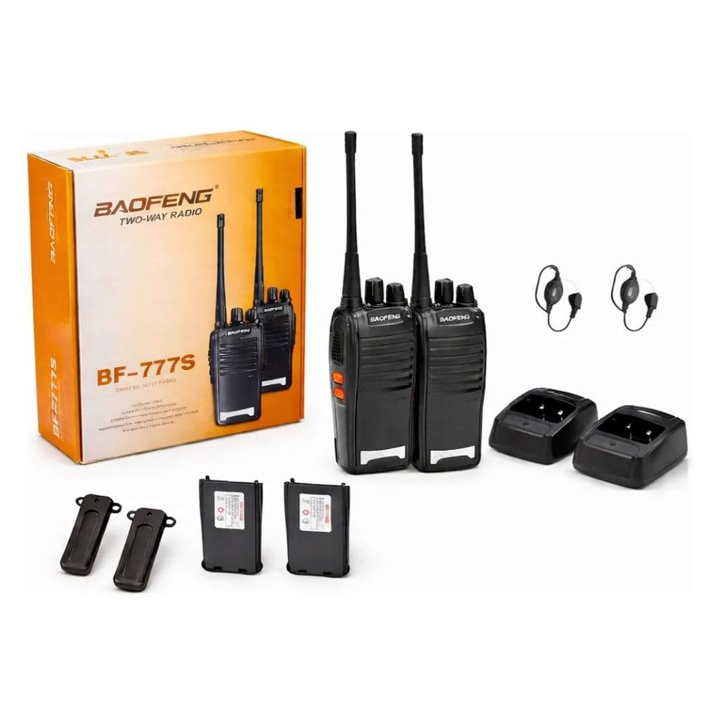 Rádio Walkie-Talkie BAOFENG BF-777S 3 Unidades VHF/UHF FM Comunicação Portátil e Confiável