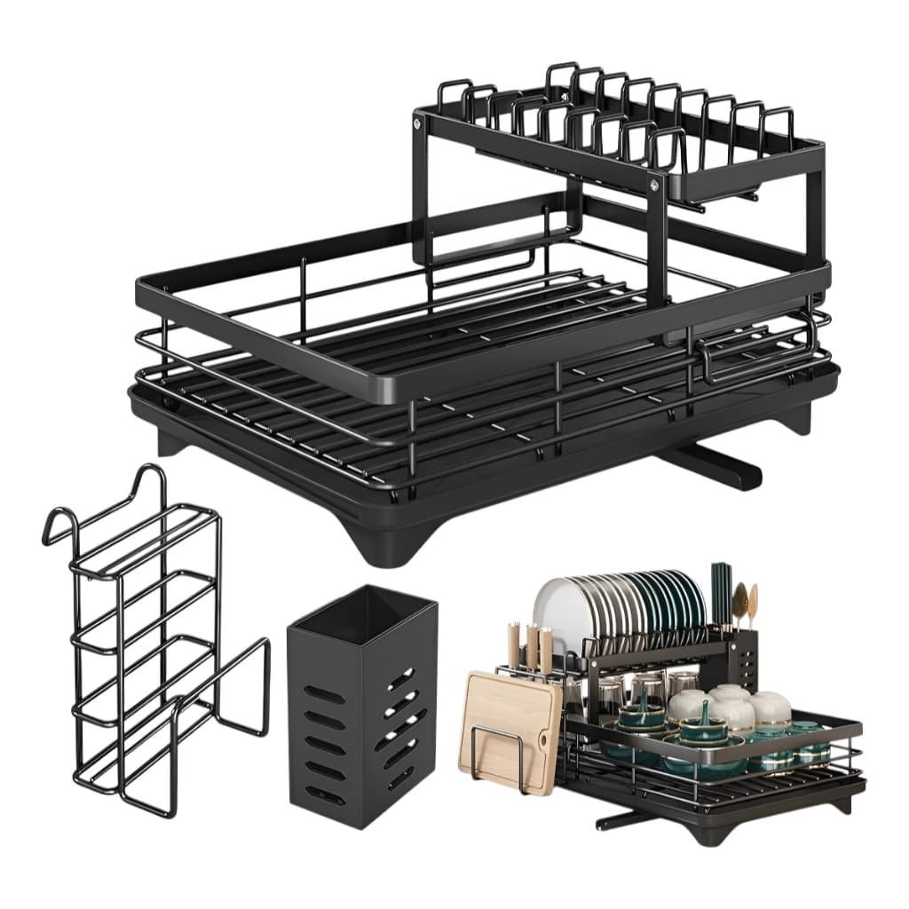 Escorredor de Louça 2 Andares Inox Cozinha Organizador Pratos Copos Talheres Resistente