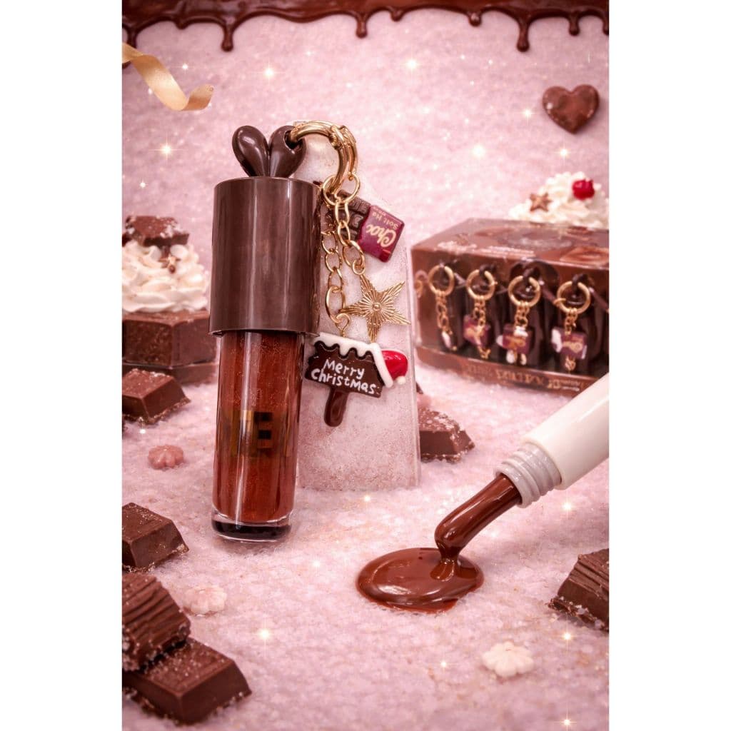 Lip Gloss Chocolate com Chaveiro Brilho Labial Hidratante Aroma Chocolate