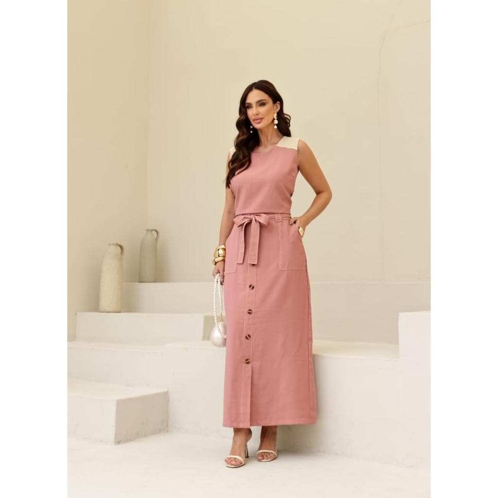 Conjunto Feminino em Tecido Sensorial | Saia Midi Botões Frontais