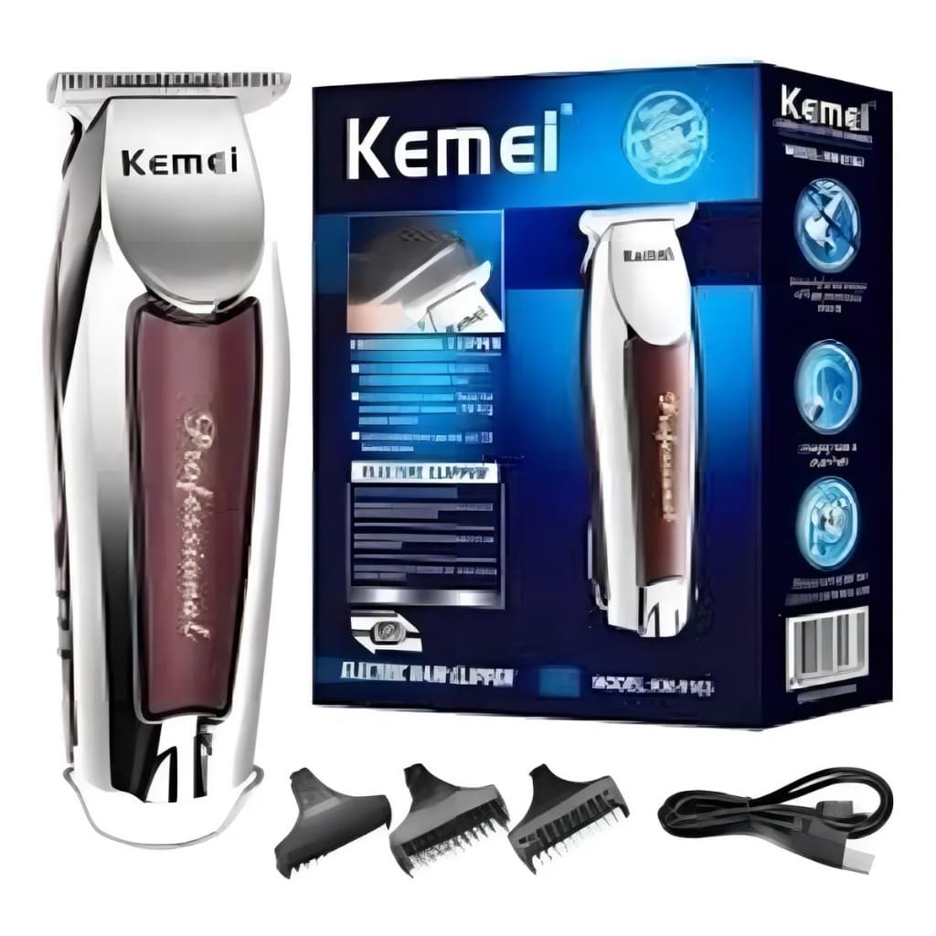 Máquina de Acabamento Kemei KM-9163 Cabelo Barba Bivolt USB