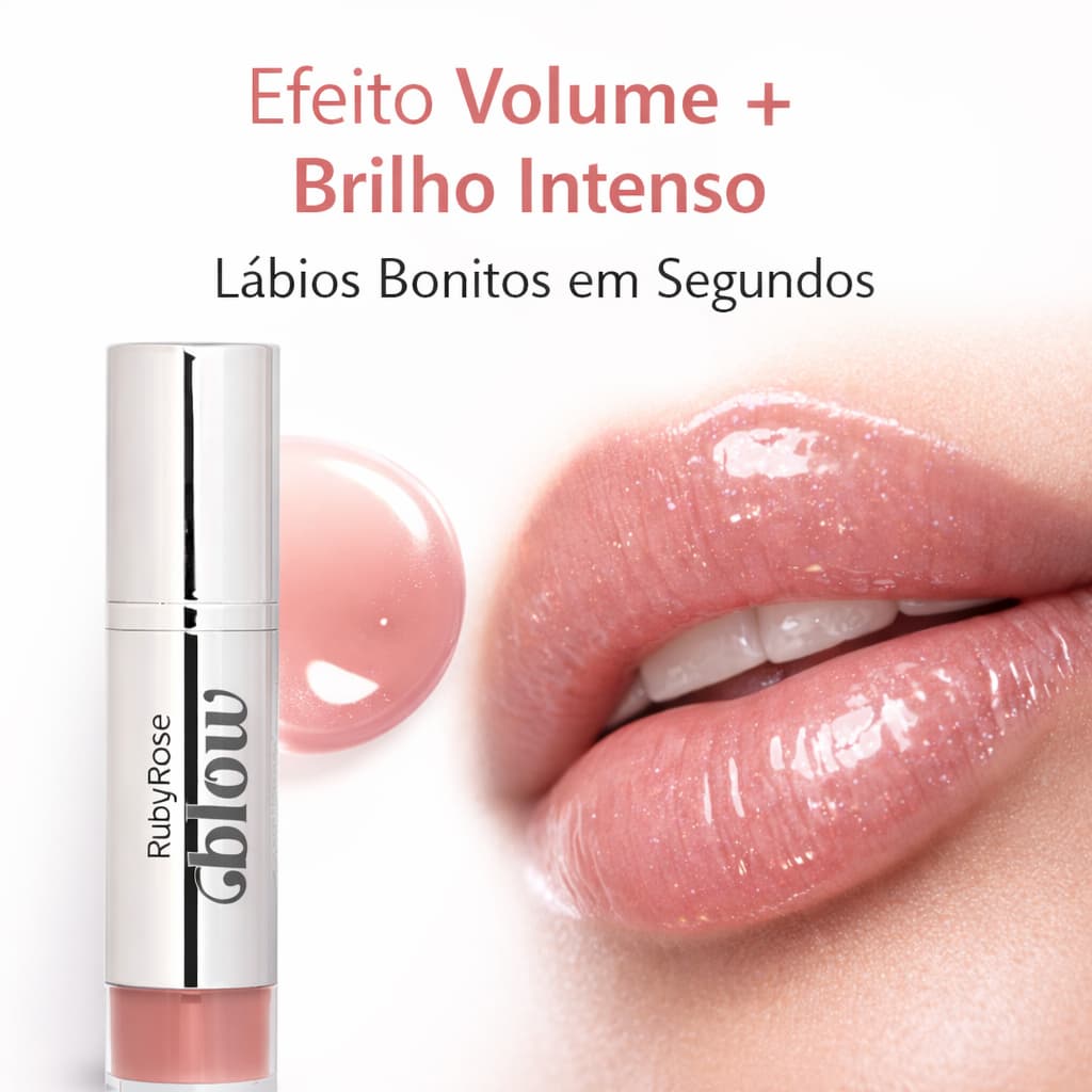 Gloss Labial Ruby Rose Efeito Volume Brilho Intenso Hidratante Não Gruda