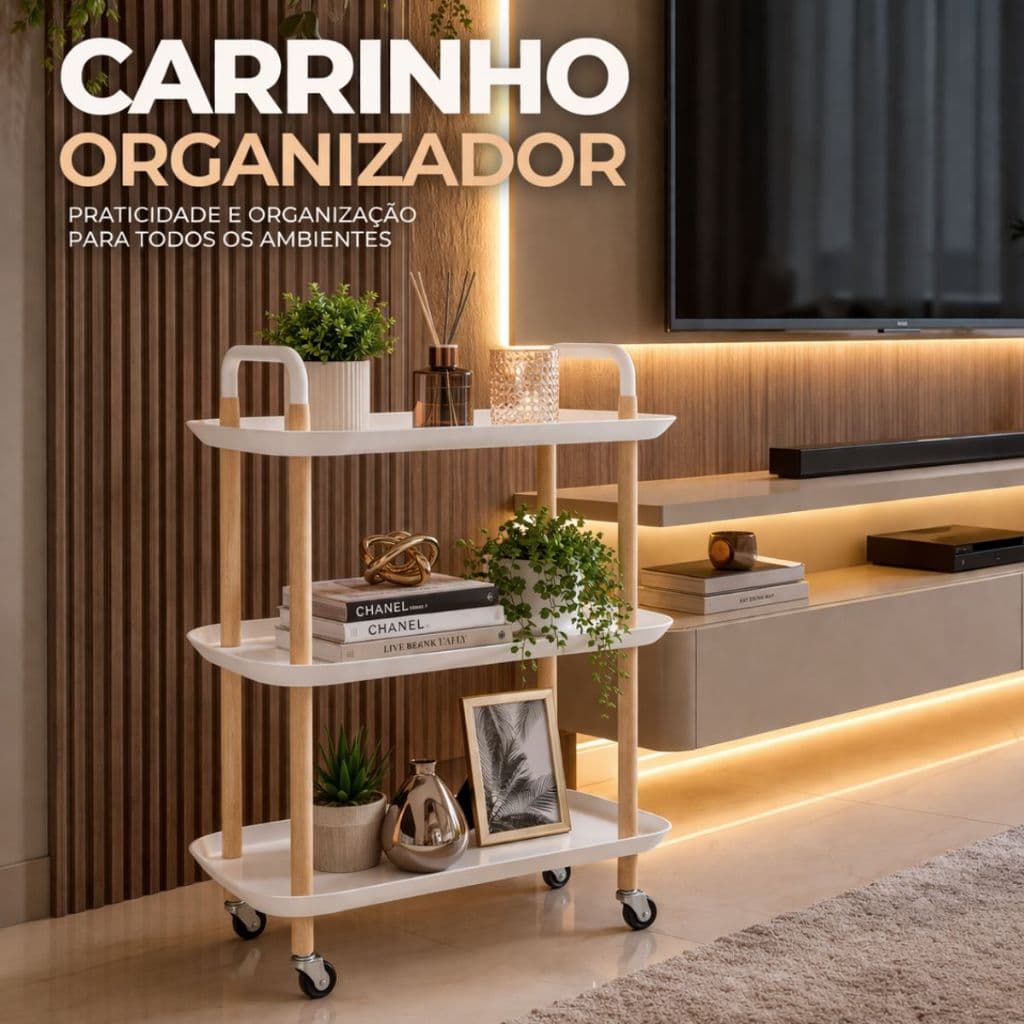 Carrinho Organizador 2/3 Andares Com Rodinhas Cozinha Banheiro Lavanderia