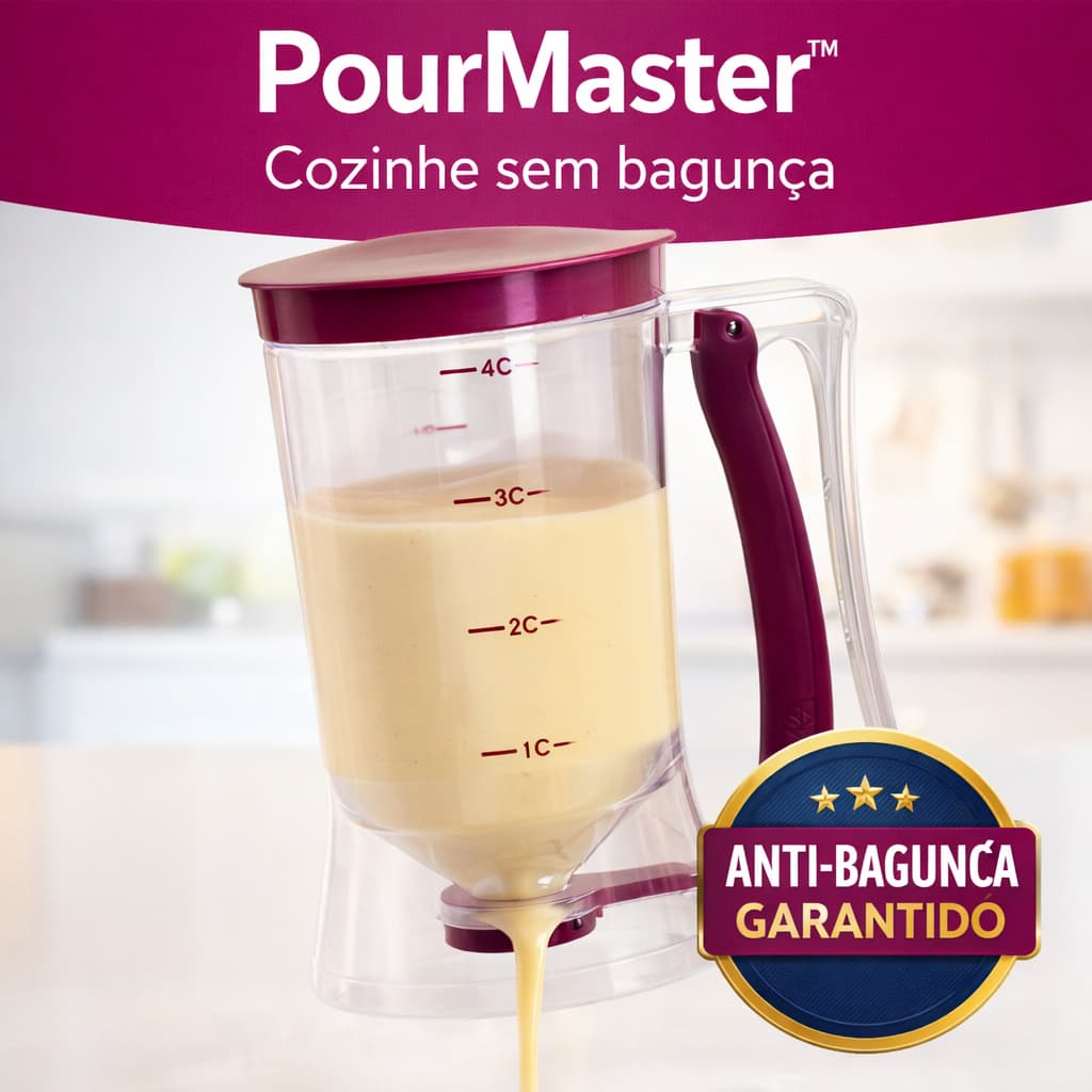 Copo Dispenser de Massa PourMaster Profissional | Dosador para Panqueca, Cupcake e Bolo | Anti-Gotejamento