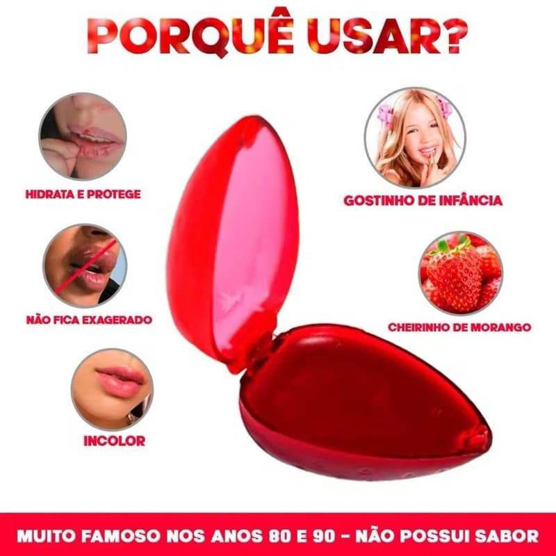 Batom Brilho Labial Moranguinho - Cheirinho de Morango