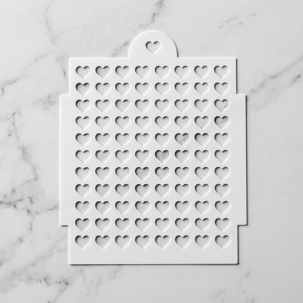 Stencil Coração 11cm x 13cm Decoração Bolo Confeitaria Granulado Glaçúcar Reutilizável