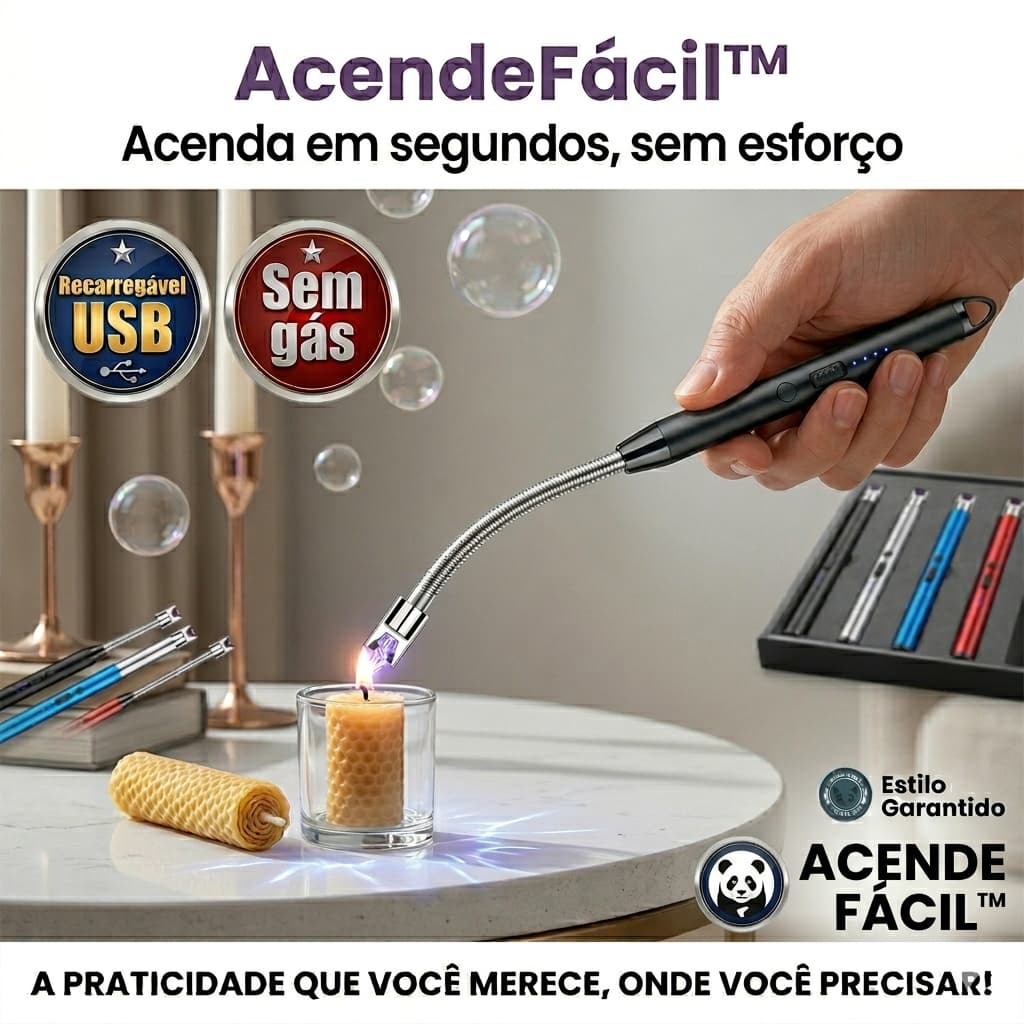 Acendedor de Fogão Elétrico AcendeFácil™ Recarregável USB – Tecnologia de Ignição por Arco - (Cores Sortidas) BIVOLT