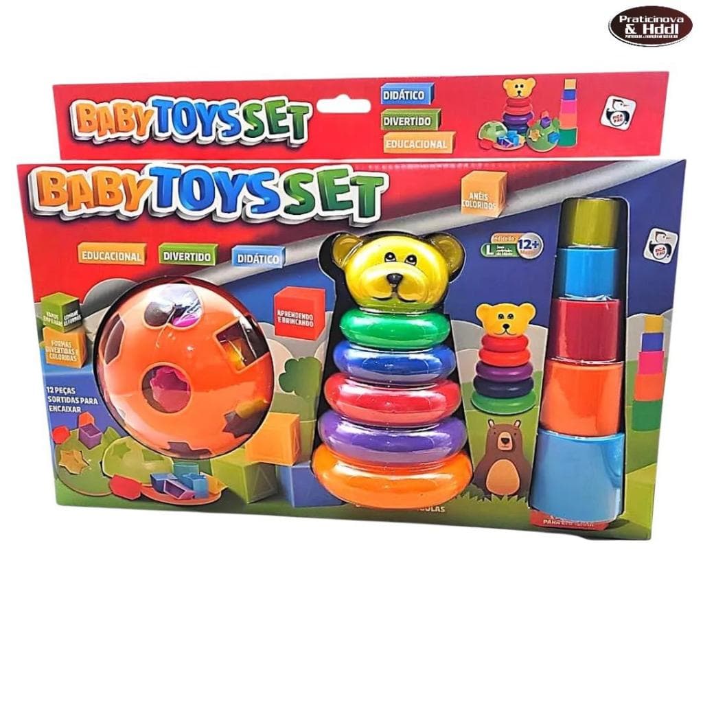 Brinquedo Didático Educativo Encaixe Baby Toys Set  19 peças Pica Pau