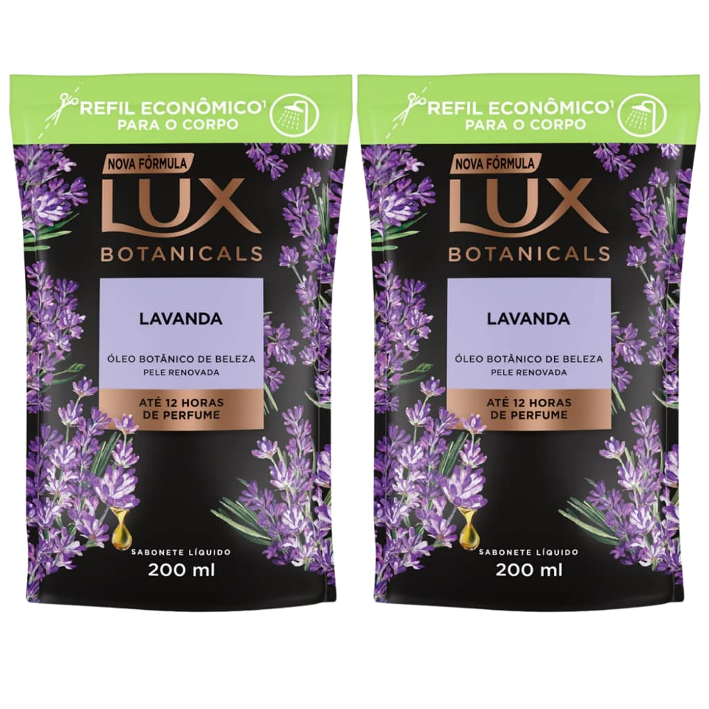 Kit 2 Refil Sabonete Liquido Lux Lavanda 200 ml cada
