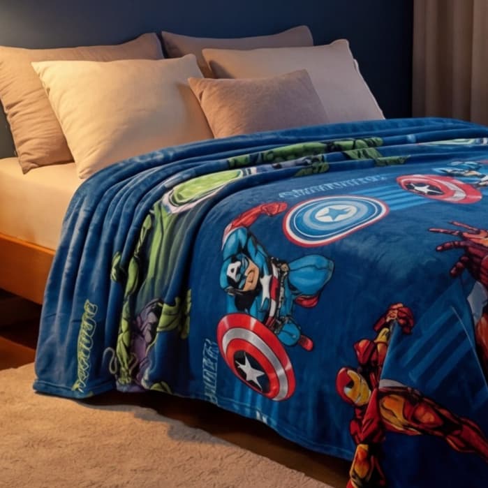 Manta Infantil Solteiro Estampada  Avengers Heróis Ultra Macia Antialérgica