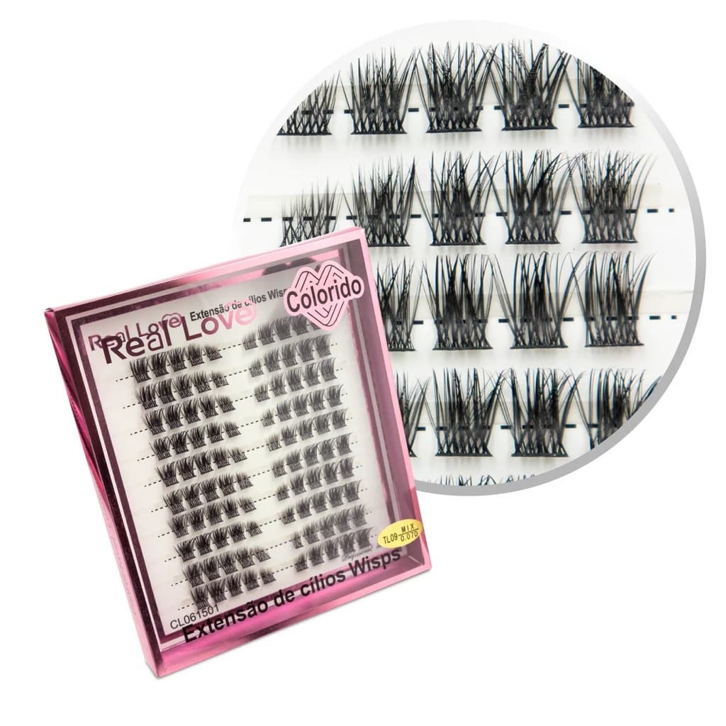 Cílios Wisps Colorido Real Love Tufinho Volume Leve Natural Profissional-TL09-Mix-0.07D