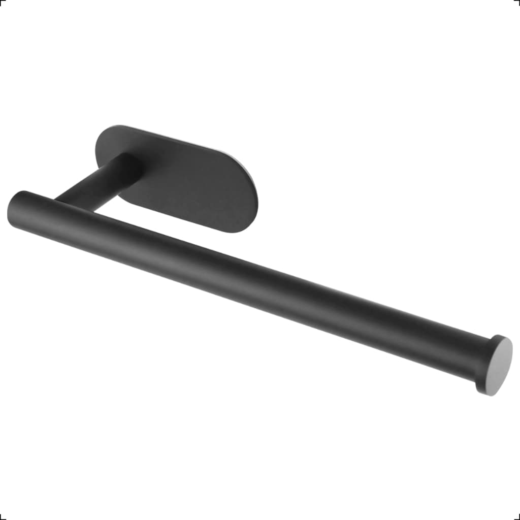 Suporte Porta Toalha Rosto Banheiro Preto Fosco Inox Dupla Face Lavabo Parede Sem Furo Luxo Moderno