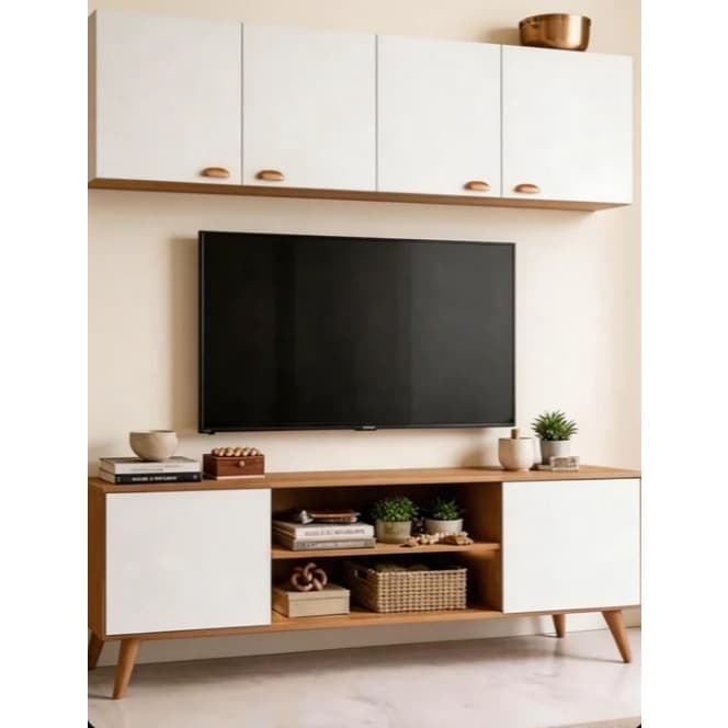QUEIMA DE ESTOQUE Combo Rack Vênus + Armário AE04 – Design Moderno e Funcional