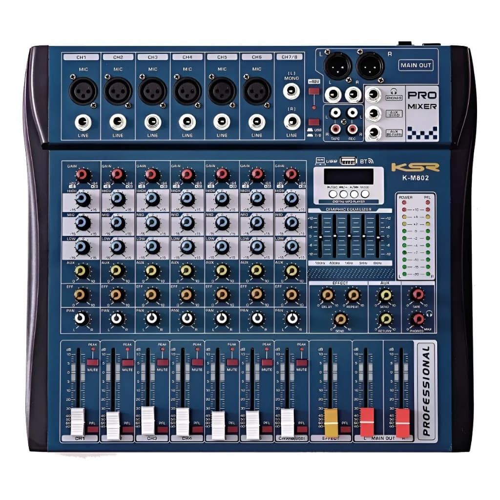 Mesa De Som 8 Canal Interface Ksr K08m Mp3 Phantom