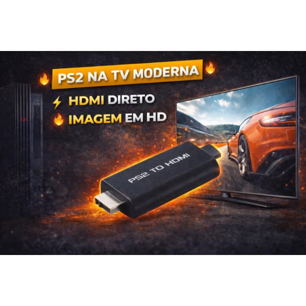 Adaptador PS2 para HDMI G300 | Conversor PS2 para TV HDMI | Imagem HD + Áudio