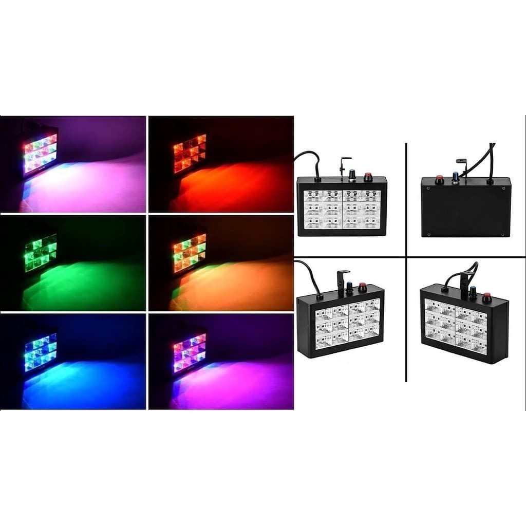 kit 2 Strobo Rítmico 12 Leds branco frio ou colorido15w Dj Iluminação Festa Balada bivolt TB-0624/0625
