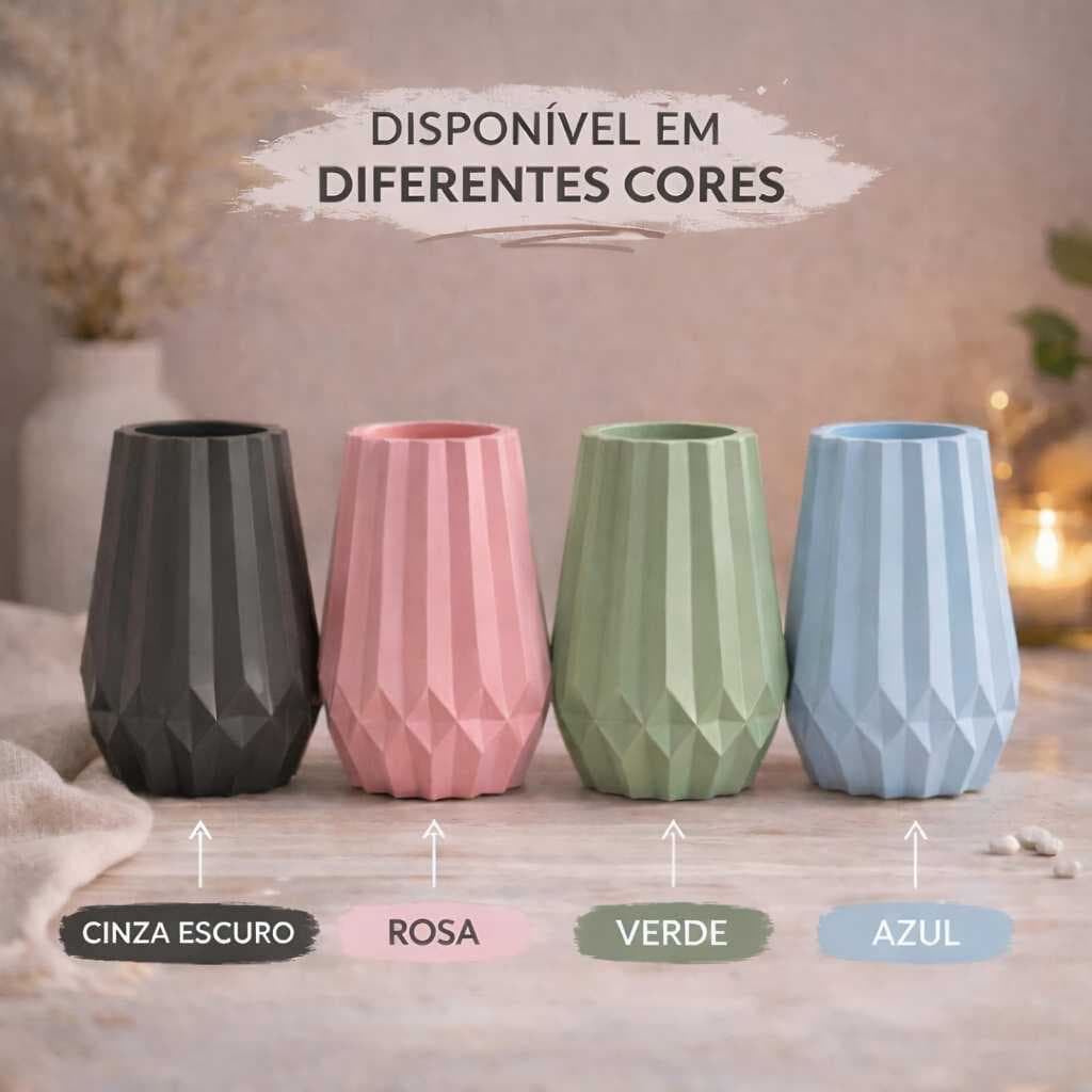 Vaso Decorativo Colorido 10,5cm – Gesso Azul, Verde, Rosa, Cinza e Branco | decoração ambiente