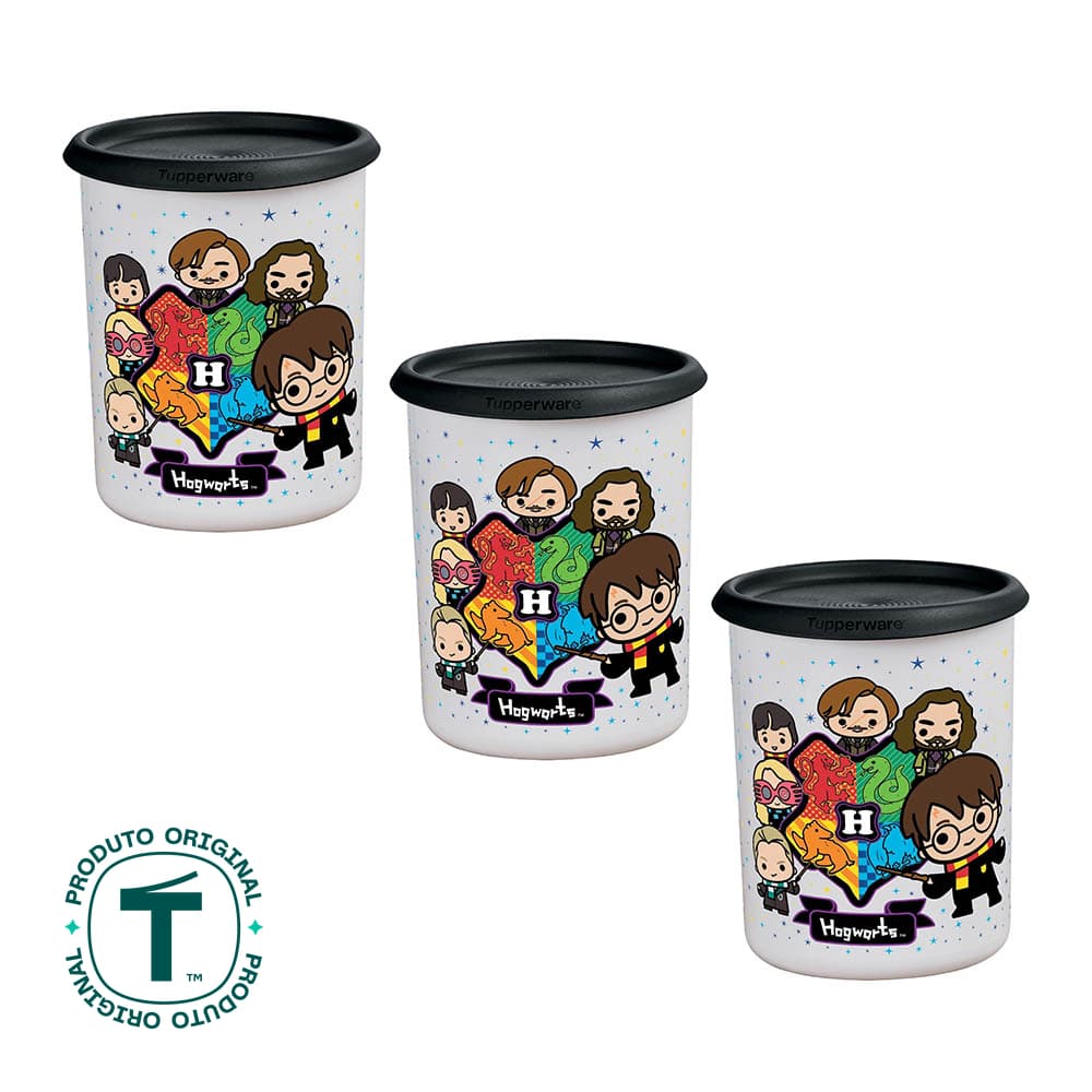 Kit 3 Potes Tupperware Instantânea Mágica Harry Potter Colorido 1,3L