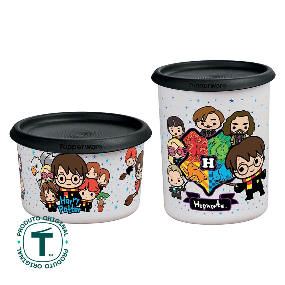 Kit Potes Tupperware Instantânea Mágica Harry Potter Colorido 575ml e 1,3L