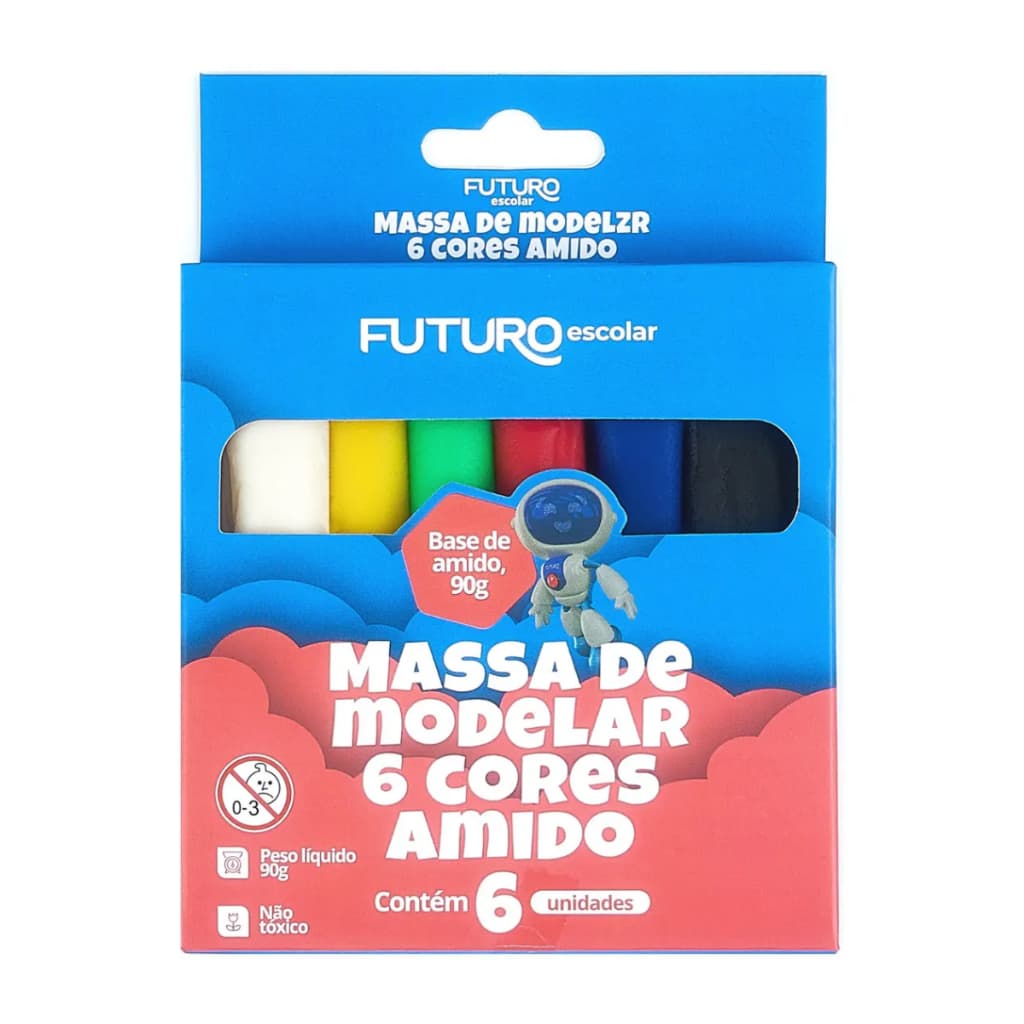 Massinha de Modelar 6 Cores Escolar Futuro