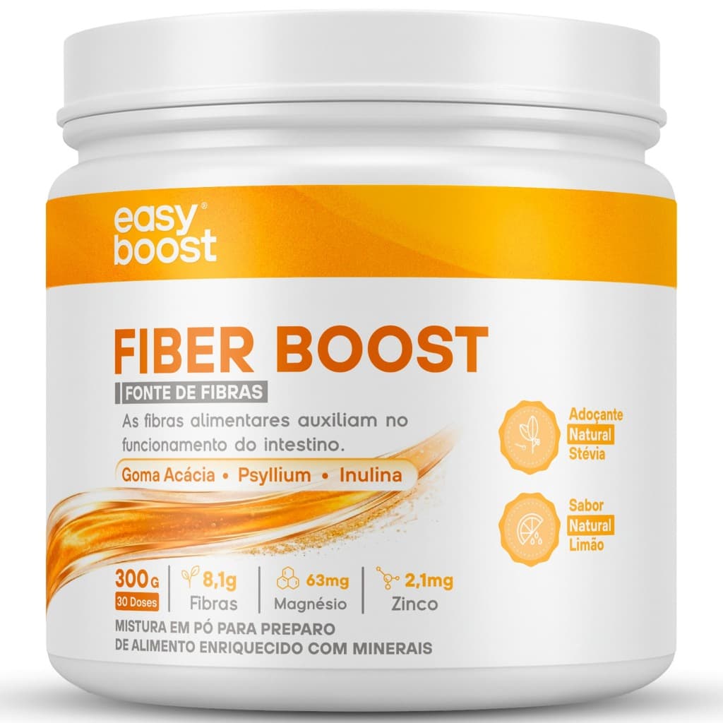 Fiber Boost Limão Easy Boost Fibras Alimentares Goma Acácia + Psyllium + Inulina + Magnésio + Zinco