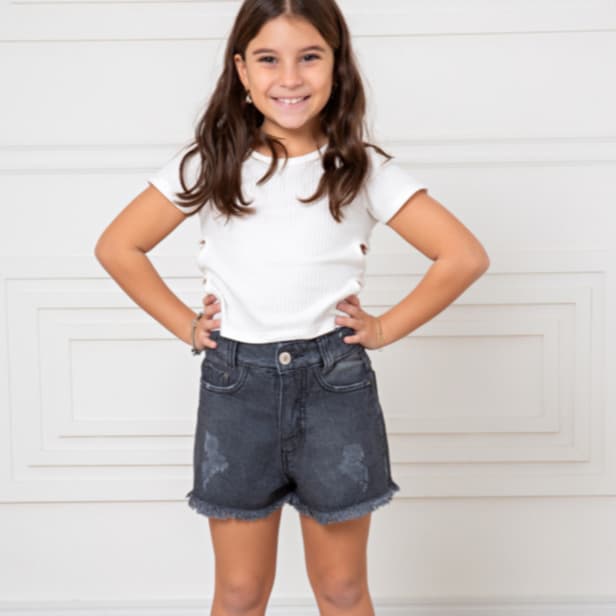 SHORTS JEANS MENINA JUVENIL 10/16 BLACK