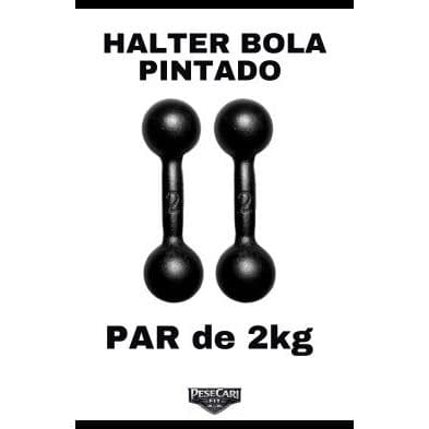 Par Halter Bola 2kg Pintado Treino Musculação Fitness Peso Livre Funcional Academia em Casa