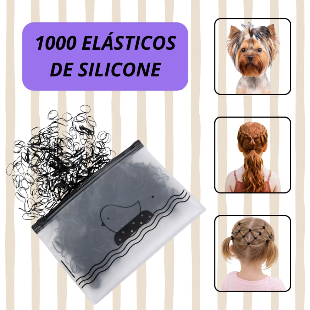 1000 Elásticos de Silicone para Cabelo | Liguinhas Resistentes Não Quebram Fios | Xuxinha Infantil, Feminina e Pet |