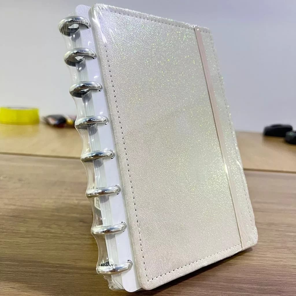 Caderno Inteligente 8/11 Disco com Glitter 80 Folhas Removível - Estudante Escola Papelaria