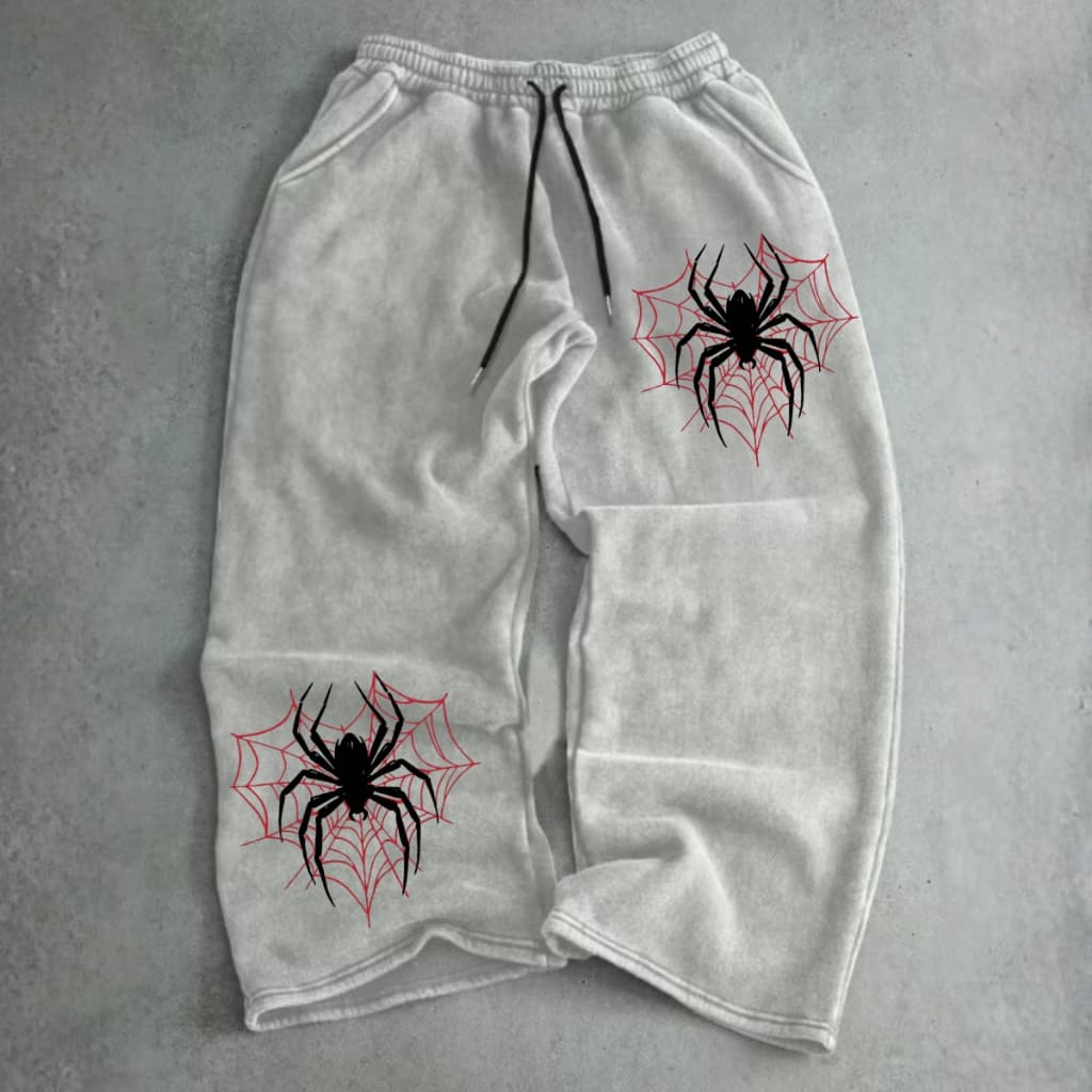 Calça Moletom Larga Wide Spider Teia Y2k Urbano Inverno Streetwear Masculina Feminina